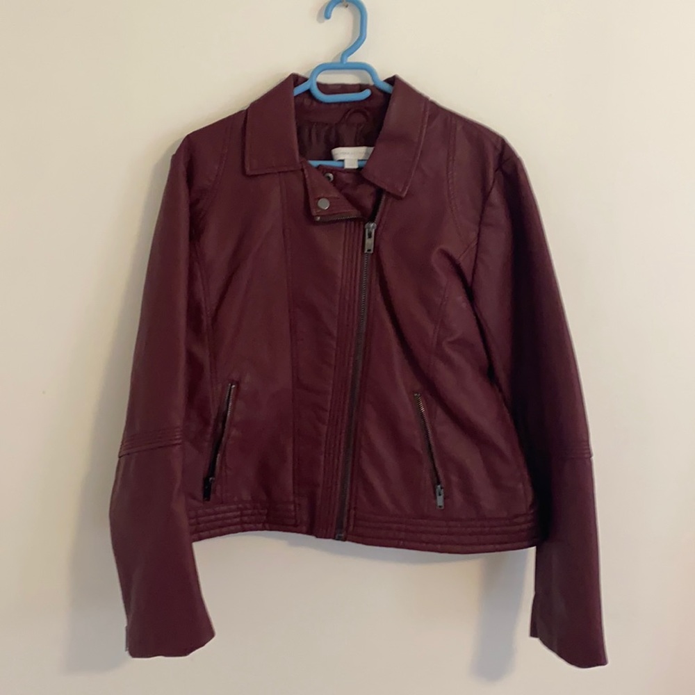 Purple New York and company faux leather coat